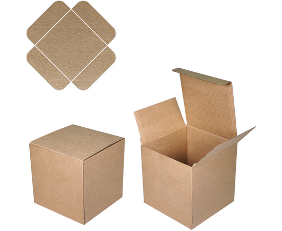 Крафтовые экологичные упаковки куб из микрогофрокартона 14,5×14,5×14,5 см, Цвет, рисунок: Крафт в интернет магазине  Allbox оптом