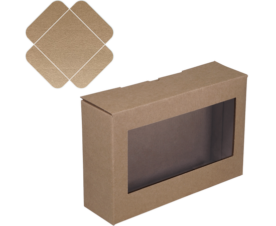 Подарочные коробки с окошком от Allbox 21*6*14 см, Цвет, рисунок: Крафт в интернет магазине  Allbox оптом