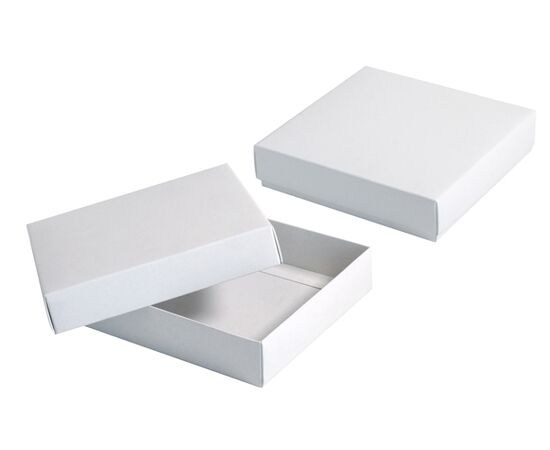 Картонные коробки с крышкой 13×12,5×3 см для подарков, Цвет, рисунок: Белый в интернет магазине  Allbox оптом